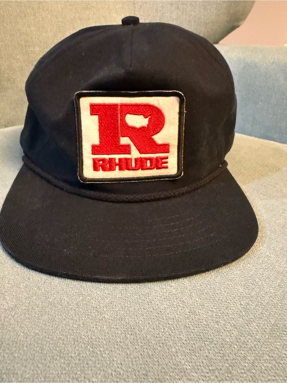 Rhude Black Cap with Red Patch Logo